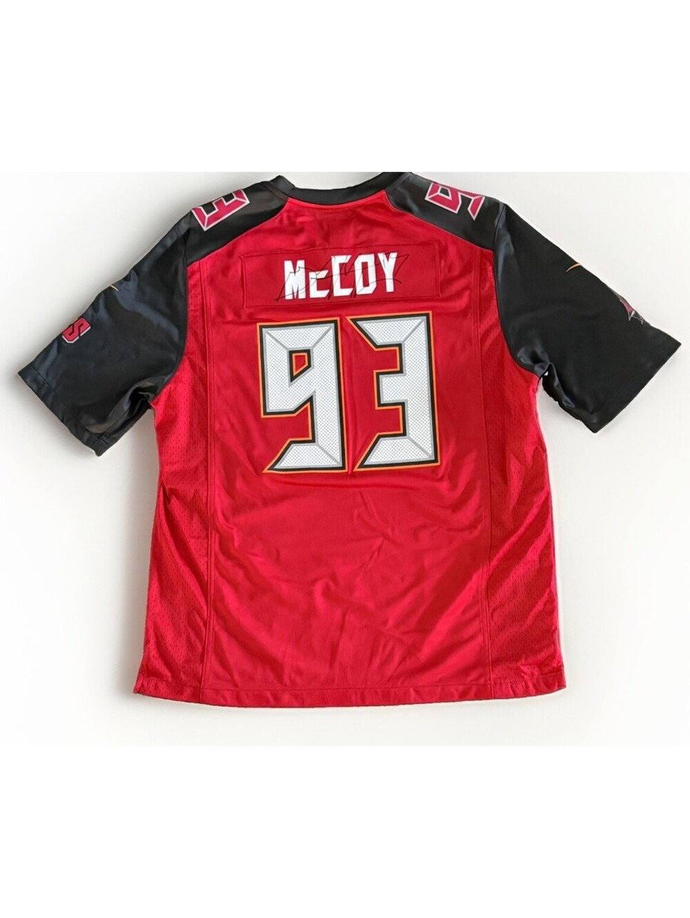 Tampa Bay Buccaneers Gerald McCoy Autographed Jersey Red Pewter XL JSA Auth